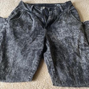 Grey and black bleached jeans